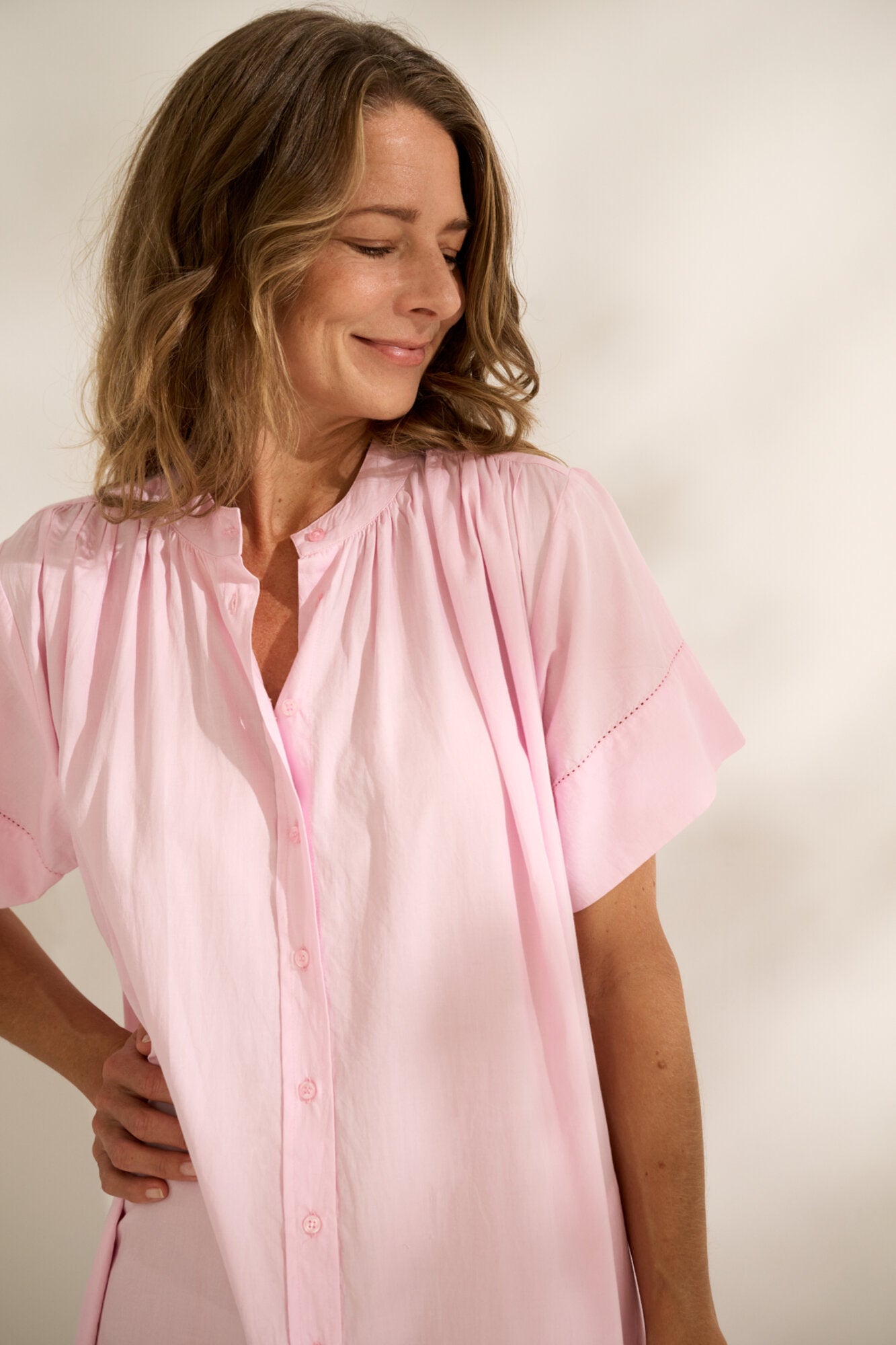 June chambray skjortekjole - Light Pink